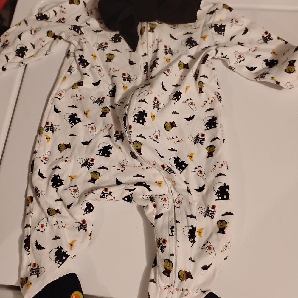 Spooky Print Kids Footie Pajamas